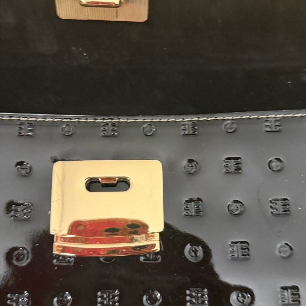 Arcadia Glossy Black Embossed Crossbody Bag - Picture 5 of 10